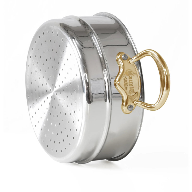 Mauviel Steamer Insert With Brass Handles, 7.9-in, 5.12" H x 8.86" L
