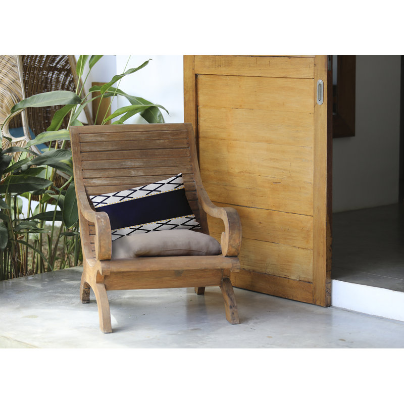  Knot Fancy Outdoor Rectangular Pillow Cover and Insert, Navy Blue