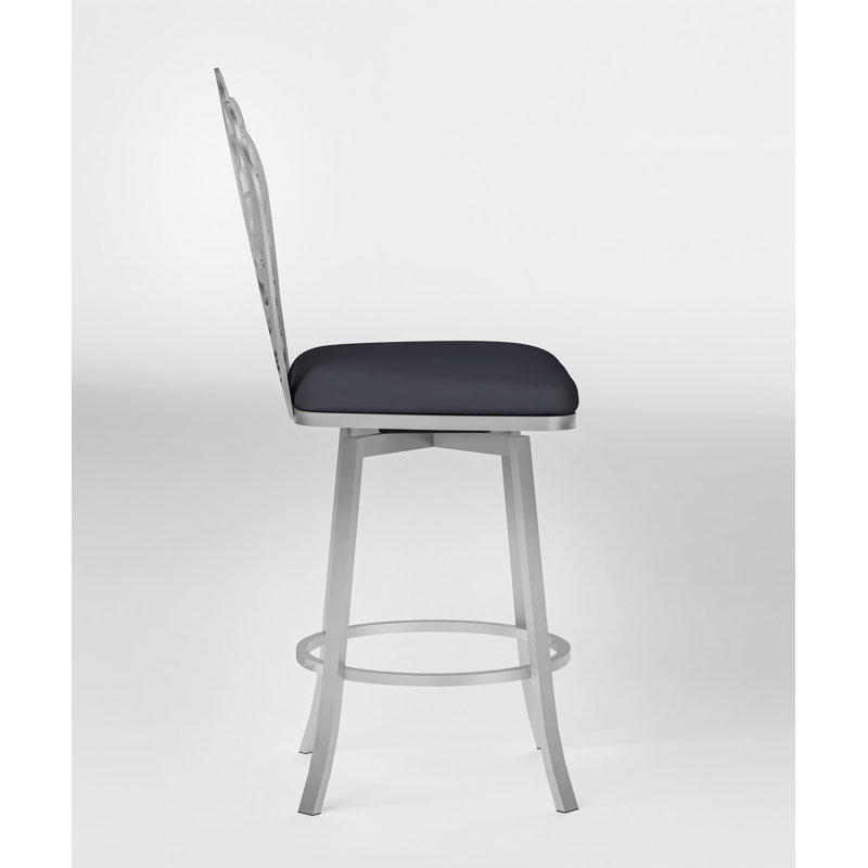 Elegant Laser Cut Memory Swivel Counter Stool in Satin Black