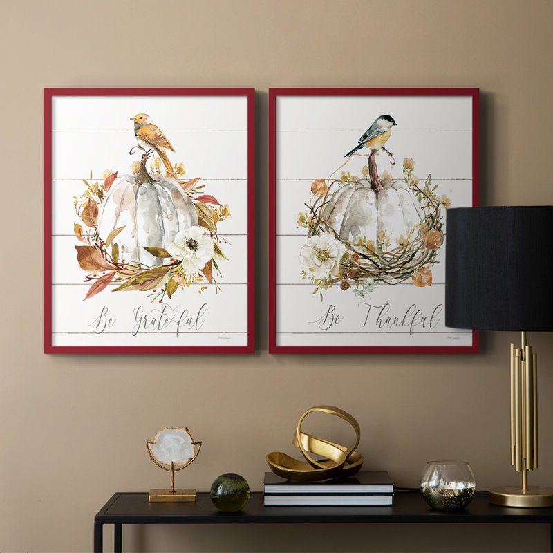Be Be Grateful Bird - reproduction encadrée de qualité supérieure - prête à être accrochée - aucun clou requis - aucun clou requis