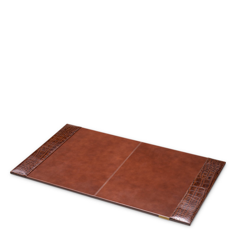 Desk Blotter Scaleo Croco Embossed Antique Brown Leather