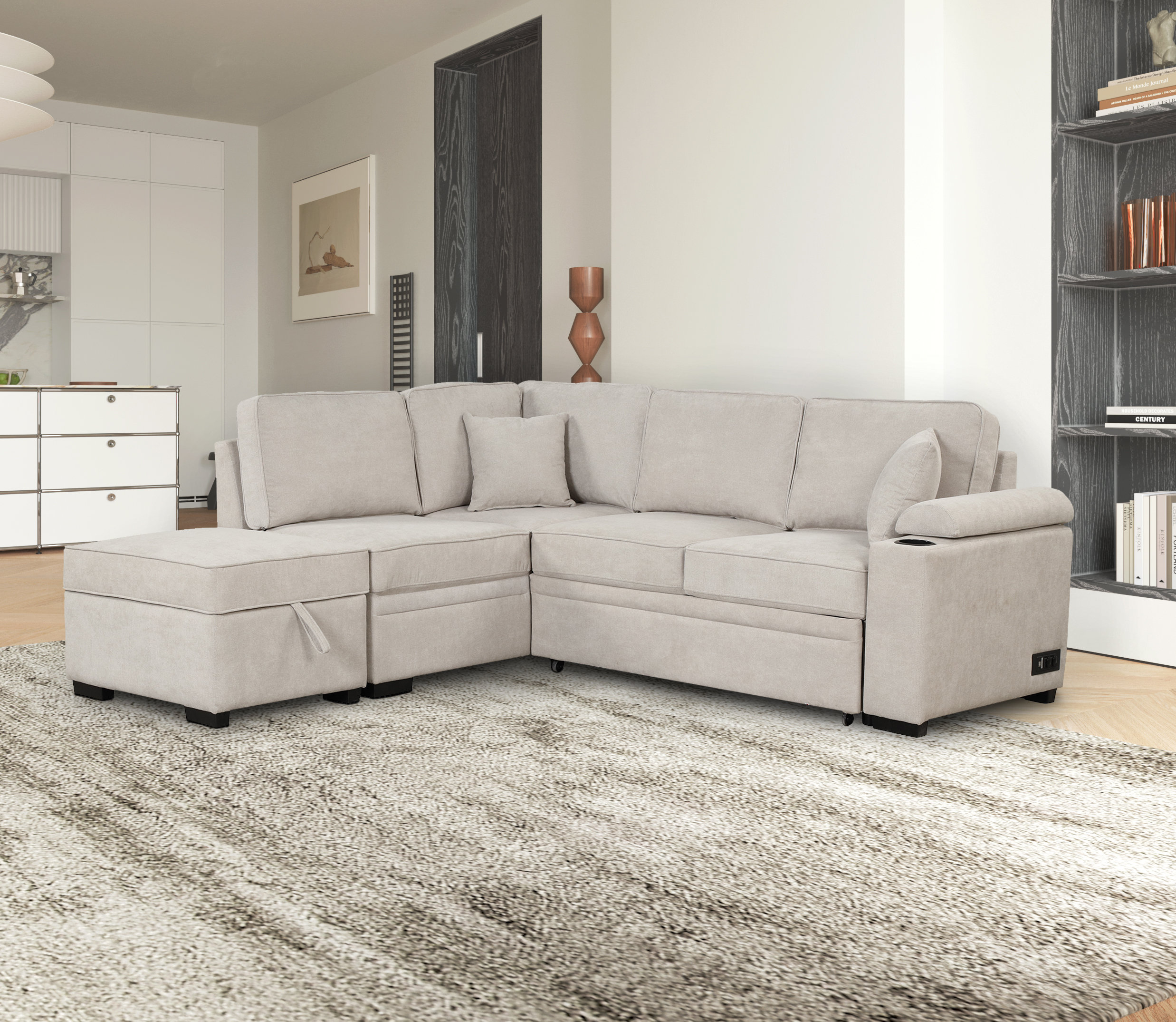 Shanet 87.4'' Upholstered Sleeper Sofa