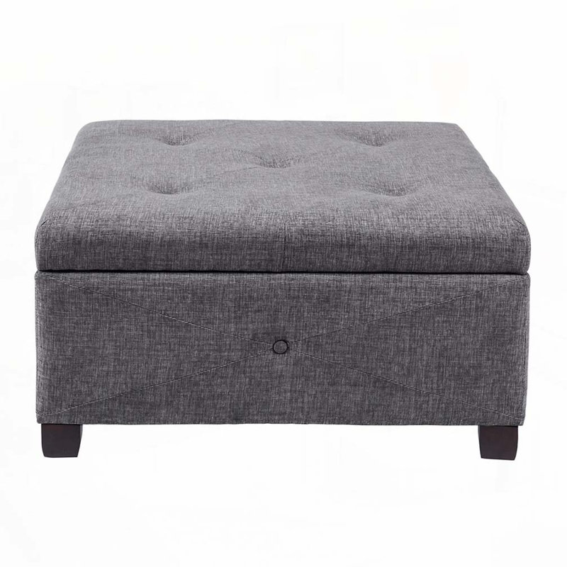 Edholm Upholstered Ottoman, Charcoal Gray 100% Polyester