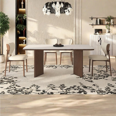 Table rectangulaire rectangulaire en bois massif de style crème