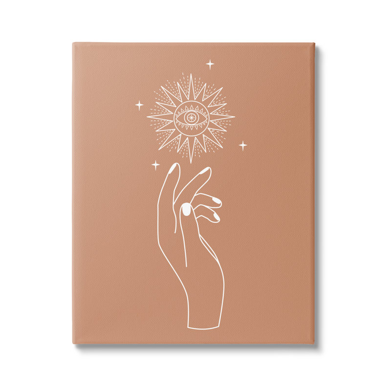 Conception astrale ocre à la main avec étoiles solaires par JJ Design House LLC - impression, Plaque murale
