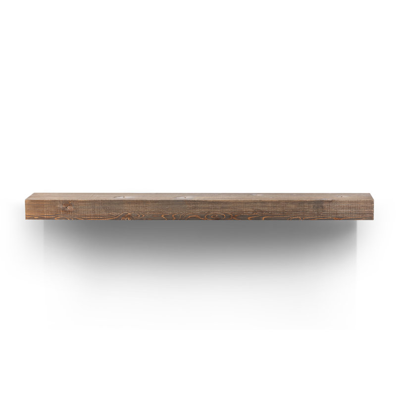 Cleamon Hand Carved Wood Mantel, Dark Brown, 72"