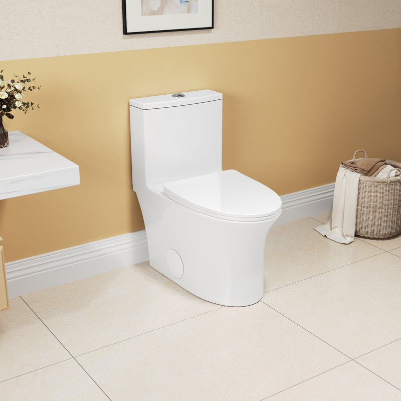 Toilette monobloc allongée au plancher 1,1 / 1,6 GPF à hauteur confort, certifiée CUPC, certifiée WaterSense, céramique, couleur blanche, siège à fermeture en douceur