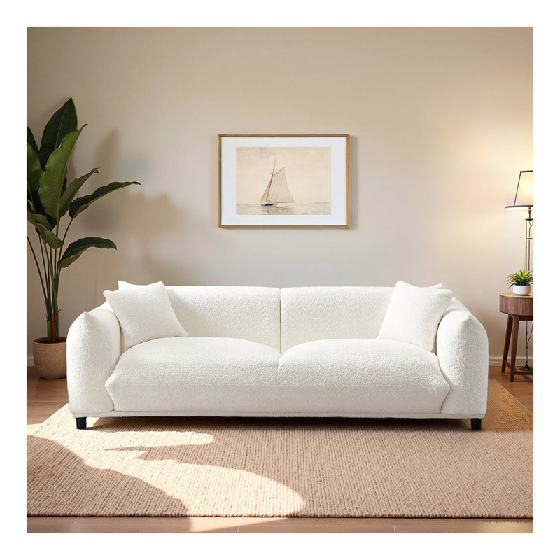 Emma Mid Century Modern Luxury Cream Boucle Sofa