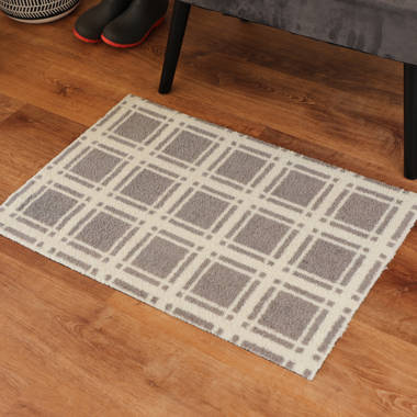 Washable Doormat Rug | Fade-Resistant | Winter Tartan Red Doormat | Ruggable