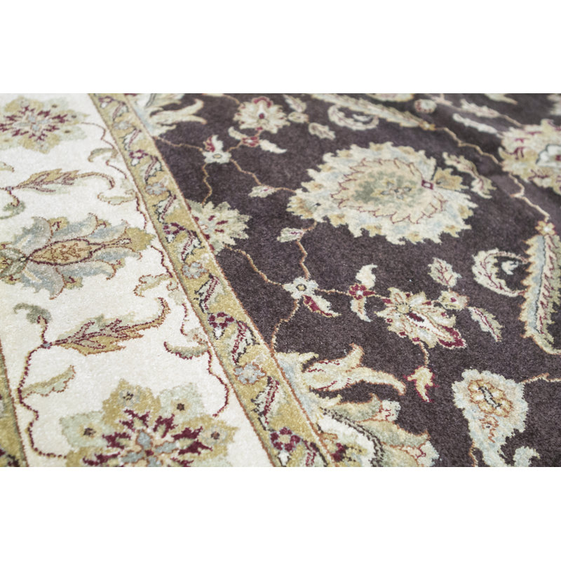 Tapis brun et beige de haute qualité noué à la main