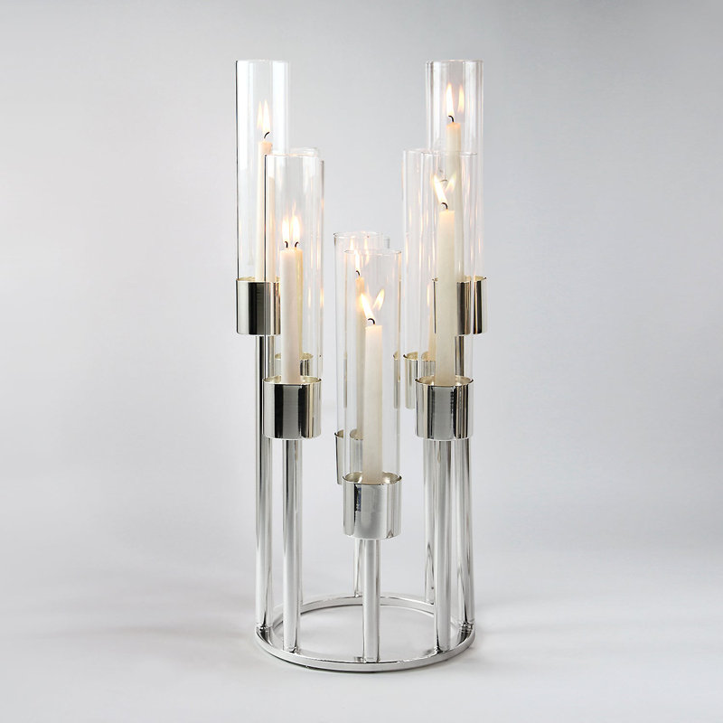 Aura Octet Tabletop Candelabra, Silver