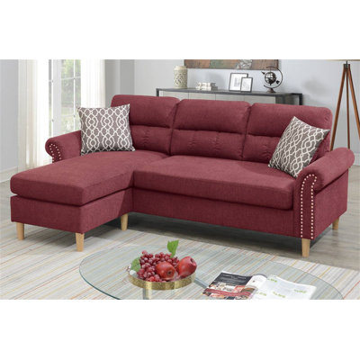 Ensemble de canapé modulaire réversible en polyfibre de couleur rouge Paparika