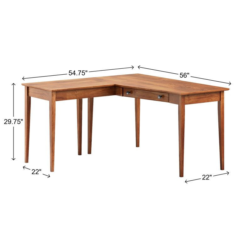 Bureau en bois massif gauche Malani, Pacanier doré