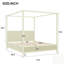 Lit plateforme à baldaquin en bois avec lattes de soutien, conception cannelée élégante et fabrication durable-587162125-587162113