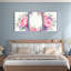 Reproduction d'art sur toile tendue à motif floral rose, ensemble de 3-718350723