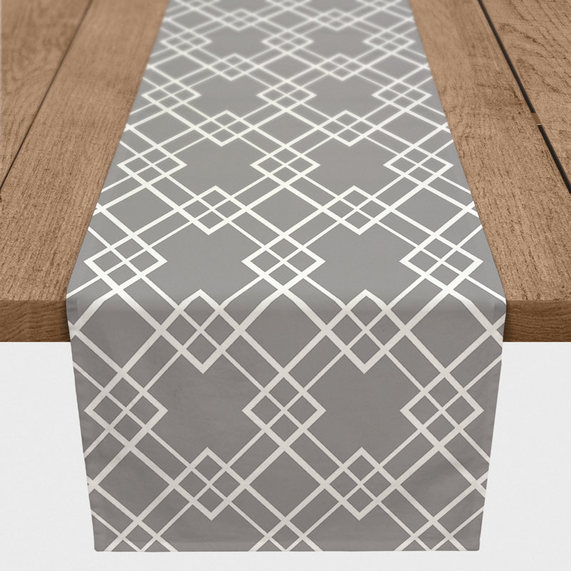 Chemin de table rectangulaire en polyester Aderita, L 72 po x P 16 po, gris