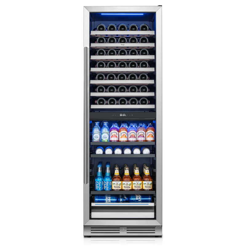 Yeego Dual Zone 23.4" 77 Bottles and 182 Cans Wine and Beverage Refrigerator Freestanding/Build-in Cooler, Right Handed