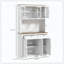 Armoire de rangement pour garde-manger haute avec support pour micro-ondes, buffet autoportant avec huche, 2 tiroirs, 5 portes, tablettes réglables et portes en verre pour la cuisine, la salle à manger