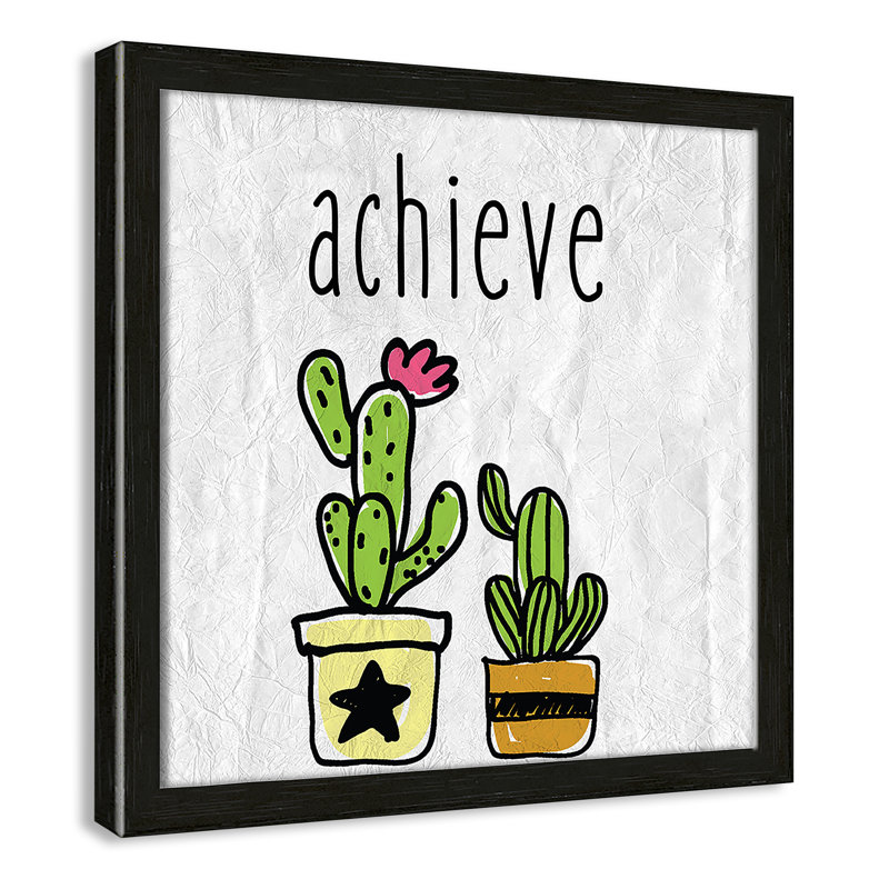 Impression sur papier Cacti C, Encadré de boîte à grain de bois noir, H 12 po x l 12 po x P 1,18 po