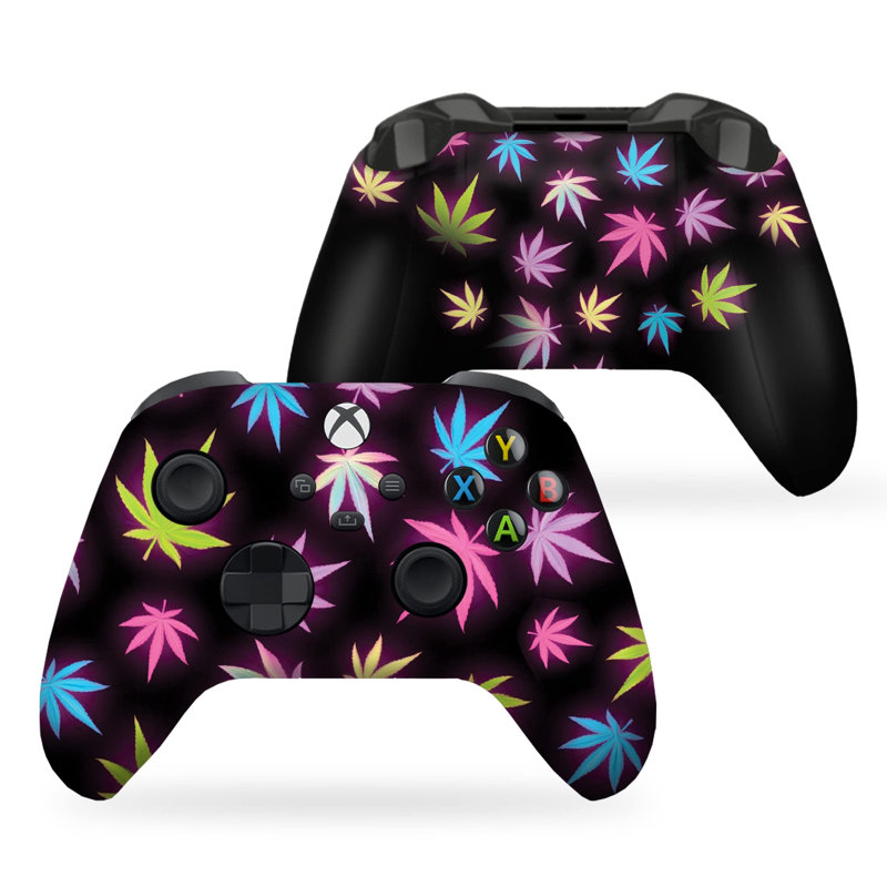 DreamController Neon Weed Custom X-box sans fil compatible avec X-box One / Series X / S Fièrement personnalisé aux États-Unis avec impression permanente par HYDRO-DIP (PAS JUSTE UNE PEAU)