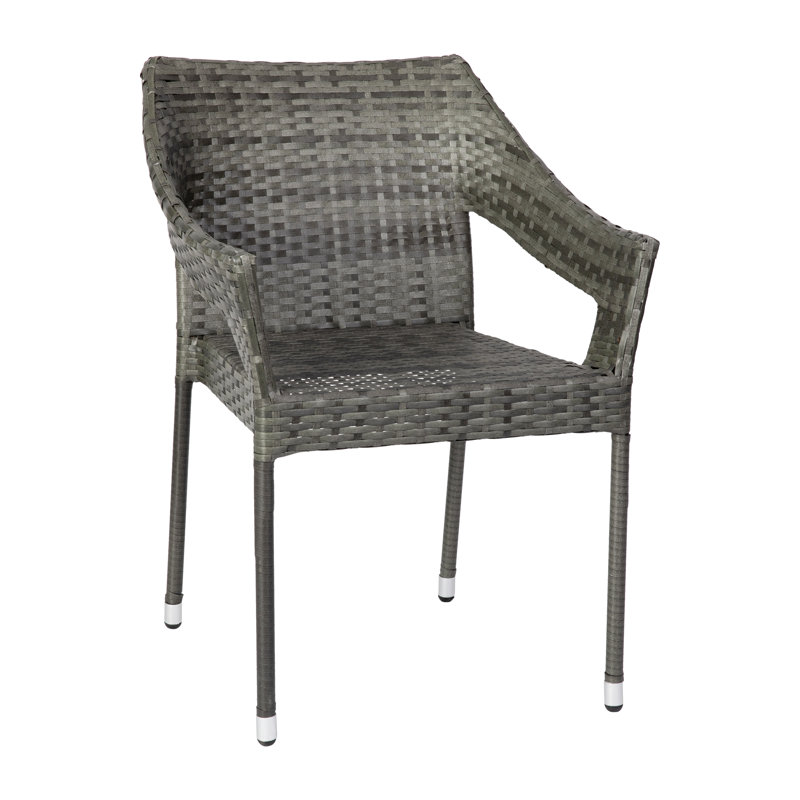 Chaises de patio antidérapantes en rotin PE de qualité commerciale Antoinique, gris, 4