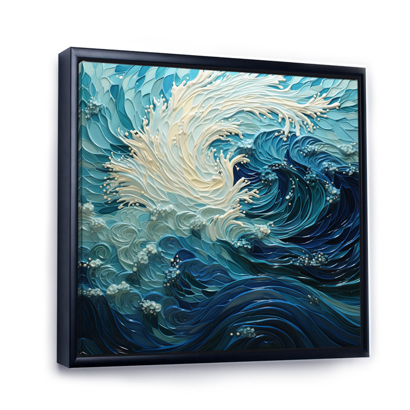Glacier Glacial Sprial Pointillism I - impressions sur toile Glacier, H 36 po x l 36 po x P 1,5 po, Cadre flottant noir