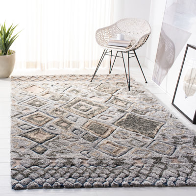 Tapis gris / ivoire en laine touffeté Powell