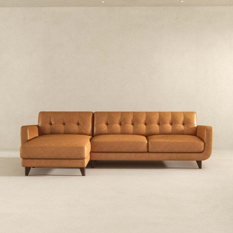 Canapé modulaire en cuir brun clair Karlin, Orienté à gauche (vu de face)