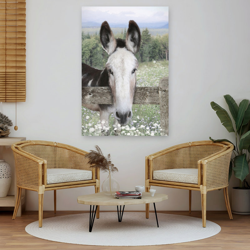«Curious Donkey Abstract Contemporary Horse Landscape Nature», art mural, 60" H x 40" W
