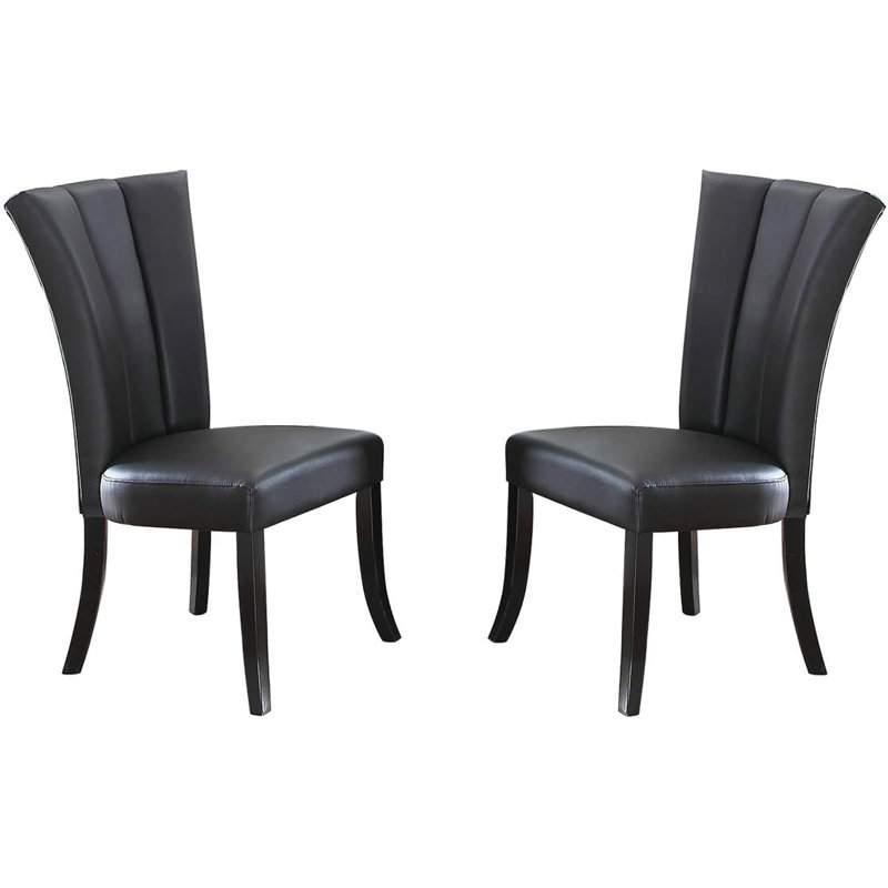 Ensemble de chaises noires 2 pièces en similicuir noir