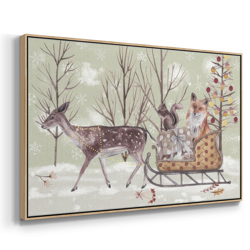Christmas Time Collection A, reproduction d'art sur toile, H 17 po x l 25 po x P 1,5 po, Cadre naturel flottant