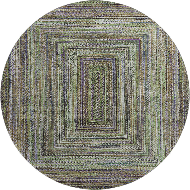 Premium Machine Washable Bucz AMF1725 Geometric Rug, Round 8'