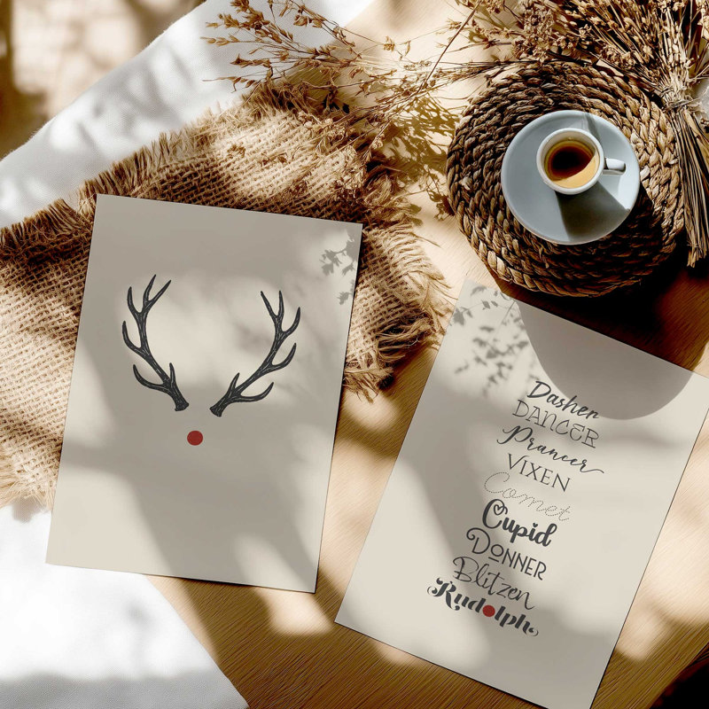 Reindeer Roll Call, ensemble de 2 impressions d'art, H 10 po x l 16 po