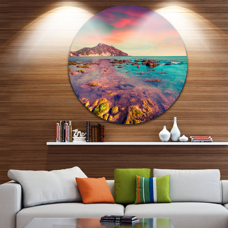 «Risa Giallonardo Beach Colorful Sunset», impression, Métal, H 23 po x l 23 po x P 1 po