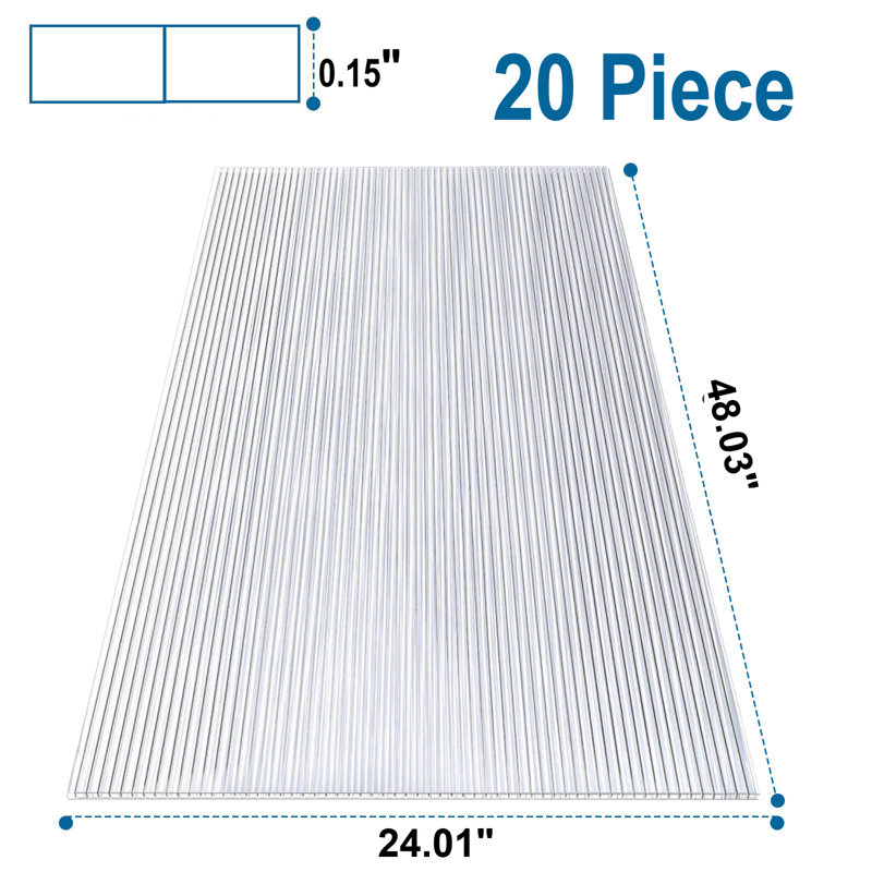 Couvre-panneau en polycarbonate à double paroi, H 0,15 po x l 48 po x P 24 po