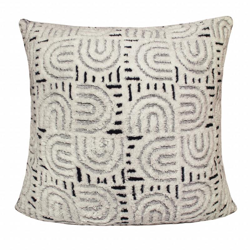 Geometric Black and White Cotton Blend Throw Pillow
