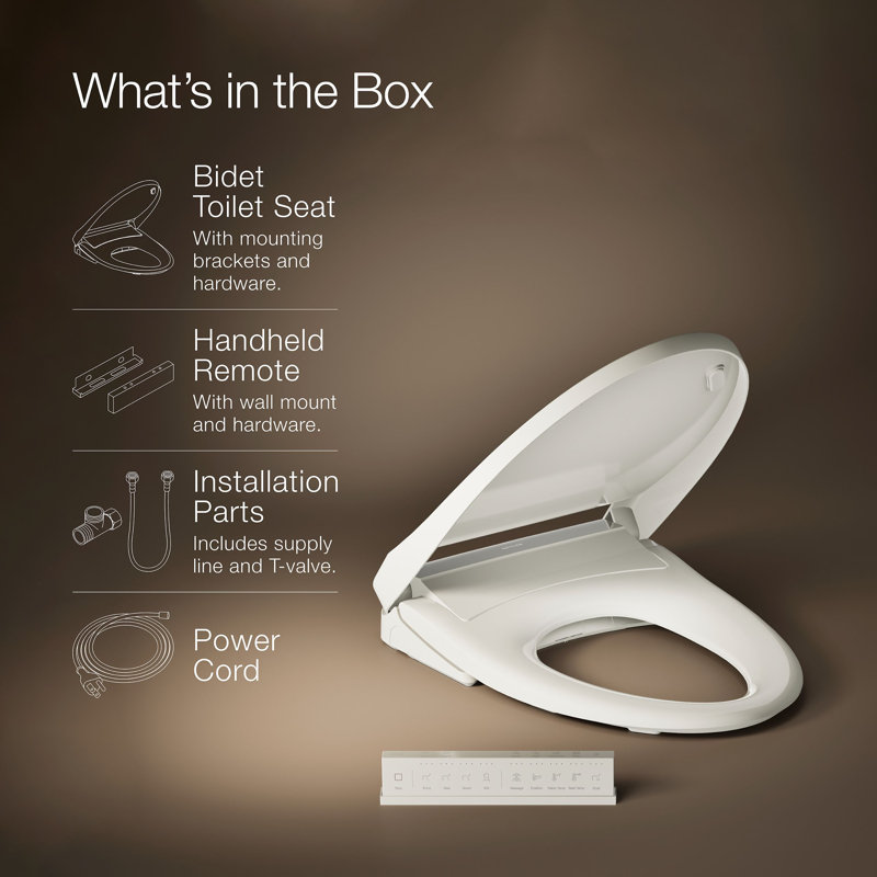 Purewash E930 Elongated Bidet Toilet Seat With Remote Control, Satin
