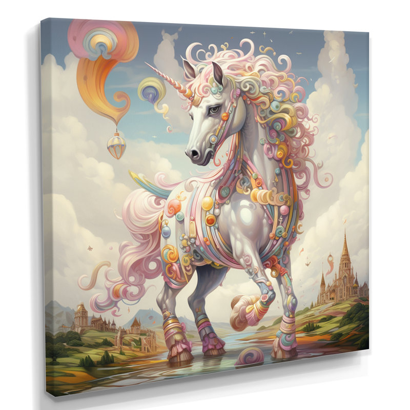 Armin - Unicorns Wall Art Living Room, Toile tendue, H 36 po x l 36 po x P 1,5 po