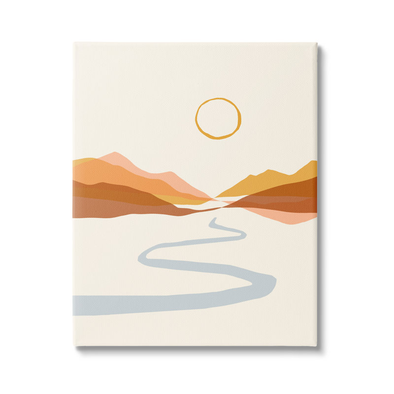 Chemin de rivière menant aux montagnes en terre cuite, désert moderne surdimensionné, impression numérique sur toile par Victoria Barnes