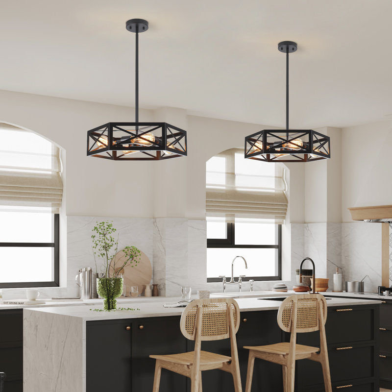 4-Light Dimmable Geometric Chandelier