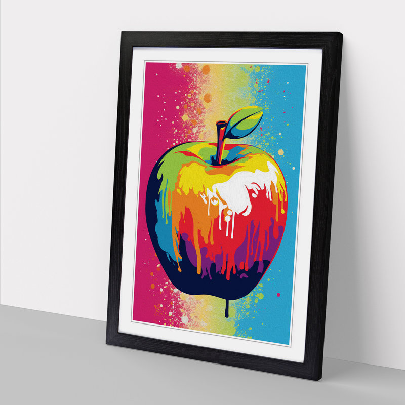 Apple Pop Art - Framed Print, 64cm H x 46cm W x 2cm D, Black Framed