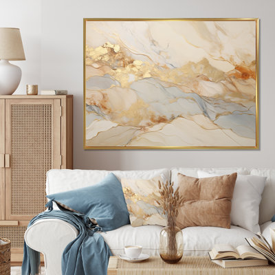 «I Beige And Gold Glacier Stone Art I», reproduction d'art sur toile abstraite