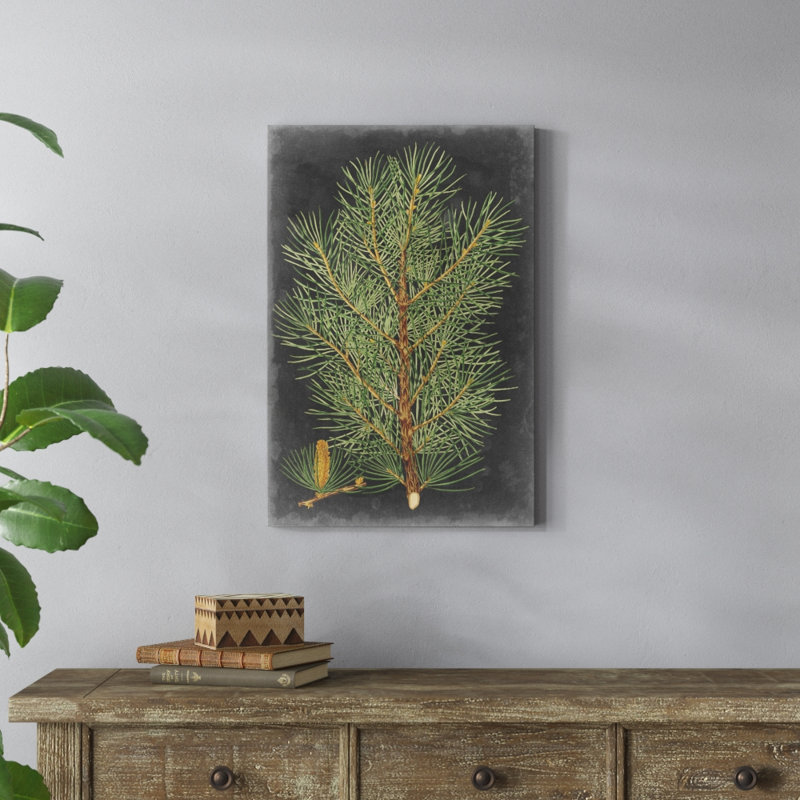 «Dramatic Pine II», peinture sur toile, H 30 po x l 20 po, Oui, Impression avec cadre érable