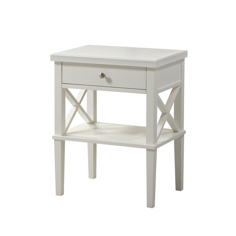 Table de chevet Midnight Elegance, Blanc / Blanc