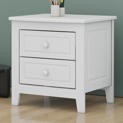 Classic Design Bedside Table, Mid Century Retro 2-Drawer Nightstand for Bedroom