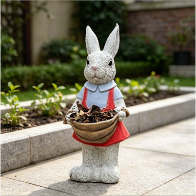 Statue de lapin factice pour pot de fleurs, sculpture artisanale en résine de 43 cm, décoration de jardin, figurine de gardien du foyer, cadeau idéal pour la fête nationale américaine, pour la décoration de votre jardin ou de votre maison.