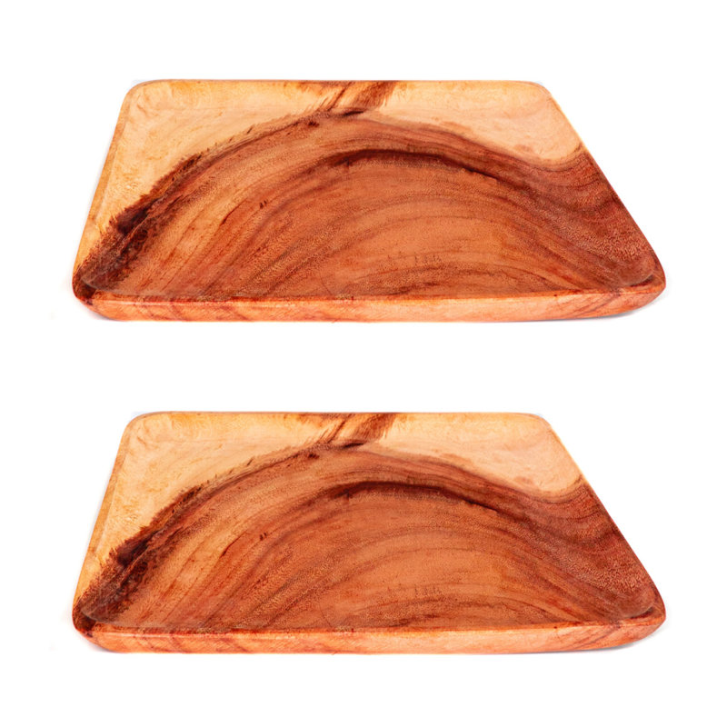 Ensemble d'assiettes carrées en bois d'acacia: 2