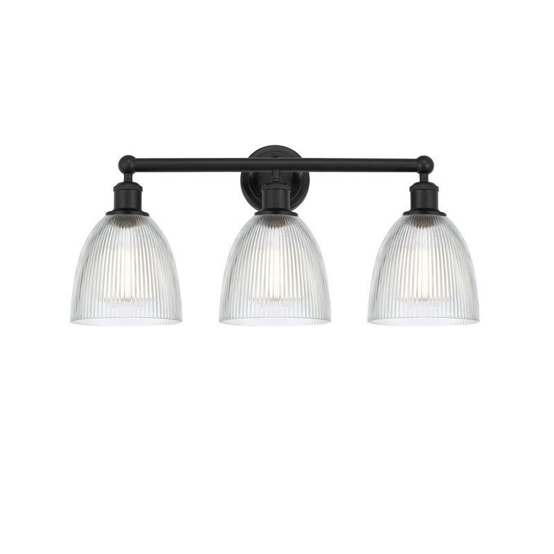 Éclairage pour meuble-lavabo 3 lumières 24 pouces Philomene, Noir mat, Transparent