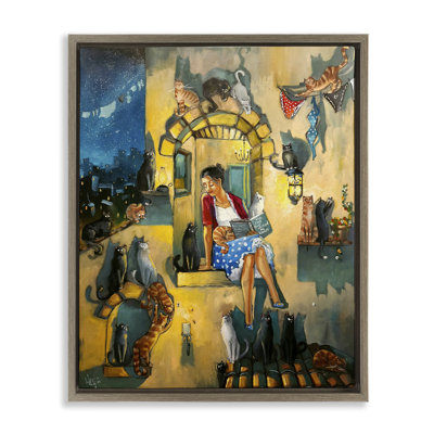 «Window Window with Cats Floater», art mural sur toile par Ronald West