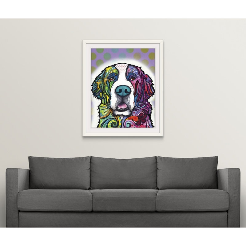 « saint bernard », impression, Cadre blanc, H 28 po x l 24 po x P 1 po